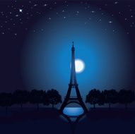 Eiffel Tower - Paris France Moonlight