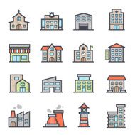 Building Icon Bold Stroke with Color N2