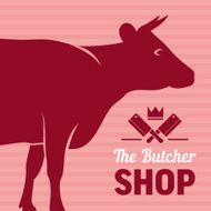 Butcher shop sign with silhouette of cow N2