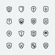 Shield icons on gray background