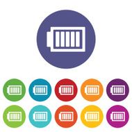 Charged battery icon set