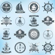 Set of vintage nautical labels icons and design elements N5