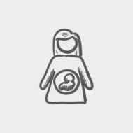 Baby fetus in mother womb sketch icon