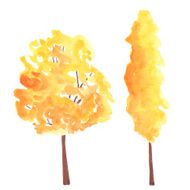 Watercolor autumn trees N2