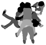 Top view of happy family