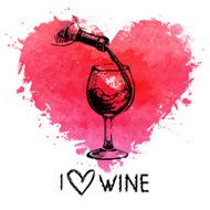 Wine vintage background with banner Hand drawn sketch illustrat N5