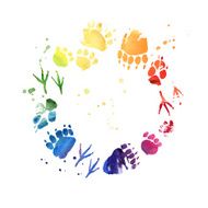 Animal footprint Watercolor frame with copy space for your text