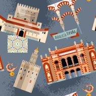 Sights of Andalusia Seville Granada Cordoba Cadiz Spain Europe Pattern