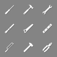 set of white tools with shadow