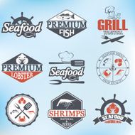 set of seafood labels and signs N2