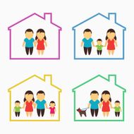 Family home icons set N2