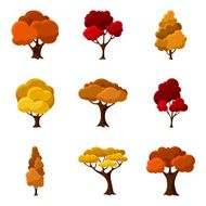 Set of autumn abstract stylized trees Natural illustration