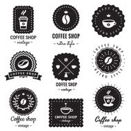 Coffee shop logo-badges vintage vector set Hipster and retro style N2