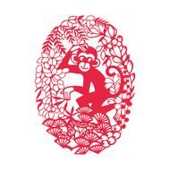 Playing monkey(Chinese traditional paper-cut art) N3