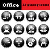 Set of business people glossy icons N2