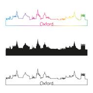 Oxford skyline linear style with rainbow