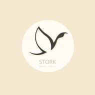 Flying stork sign logo emblem on white background vector illustration