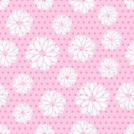 Seamless pattern of flowers and dots