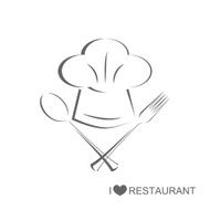 Restaurant 2 Chef hat with spoon and fork
