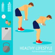 Exercises with dumbbells set Healthy lifestyle and sports theme N2