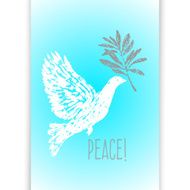 Ink hand drawn dove with olive branch illustration N2