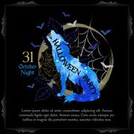 Halloween invitation card with fairytale scene N7