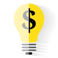 Flat design light bulb with dollar symbol