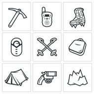 Alpinism Climbing the Mountain icons set Vector Illustration N2