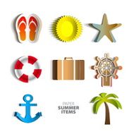 Paper Vector summer poster set made from papercut icons N2