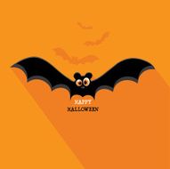 happy Halloween flying bat minimalistic vector illustration