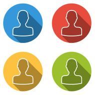 Collection of 4 isolated flat buttons for person (social user