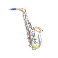 Sketch of saxophone on white background N2