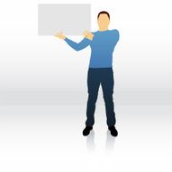 Male silhouette holding blank sign N11