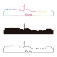 Kyoto skyline linear style with rainbow