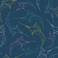 Swordfish seamless vector pattern N3