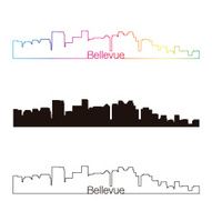Bellevue skyline linear style with rainbow