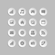 Web site vector icons set bend paper effect N11