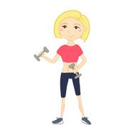 Illustration - fitness woman working out with dumbbells in gym N2