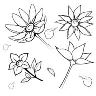 Black silhouette of flowers Vector illustration N7