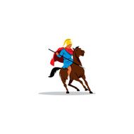 Ancient Greek warrior on horseback preparing to fight or fight