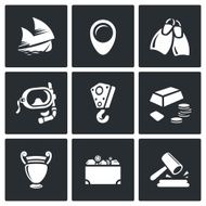 Treasure hunt icons set Vector Illustration N2