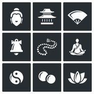 Buddhism icons set Vector Illustration N2