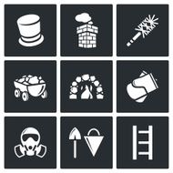 Chimney and heating coal icons set Vector Illustration N3
