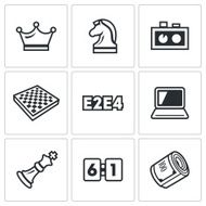 Playing chess and modern technology icons set Vector Illustration N3