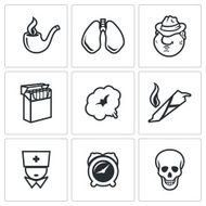 Smoking and effects on the body icons set Vector Illustration N2