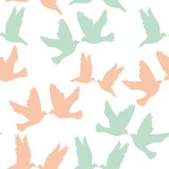 Pair of pigeons on white background Seamless pattren pastel color
