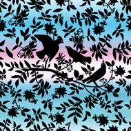 Vintage pattern with birds on gradient background