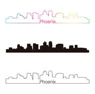 Phoenix skyline linear style with rainbow