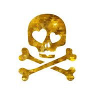 Golden mosaic faceted luxury skull in love ironic icon