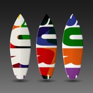 Vector Surfboards Design Template with Abstract &quot;SURF&quot; Label N2
